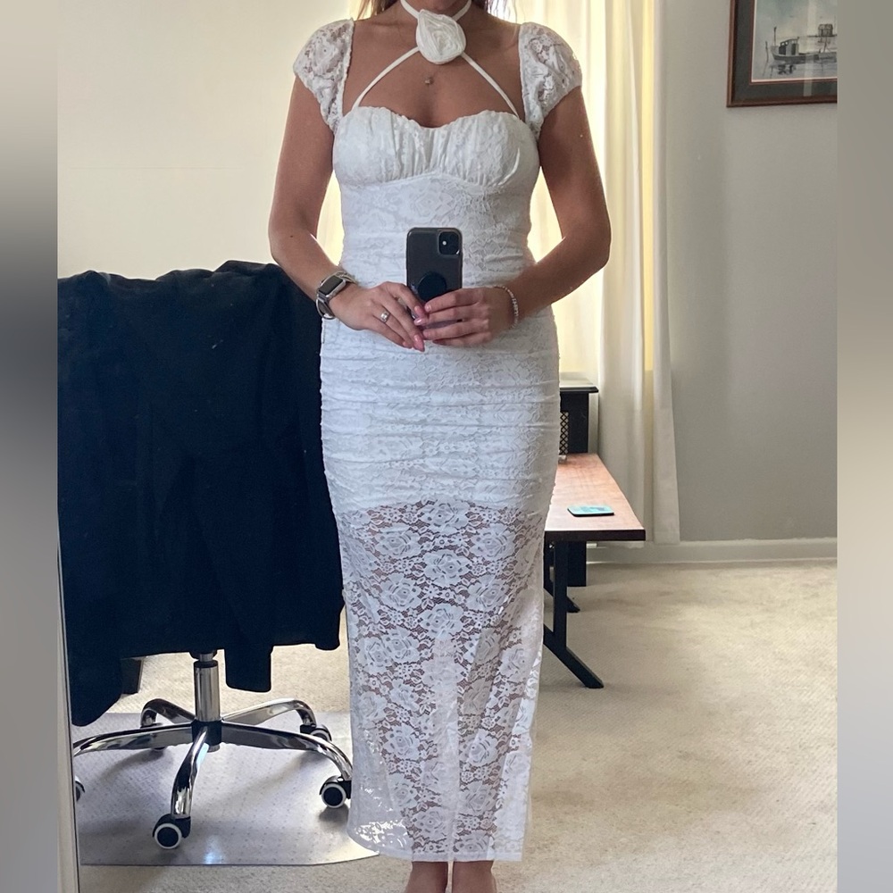 Windsor White Ruched Maxi Dress